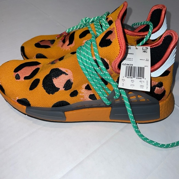 Adidas x Pharrell collab HMD HU animal print orange leopard size 9 men’s 10.5 - Picture 12 of 14